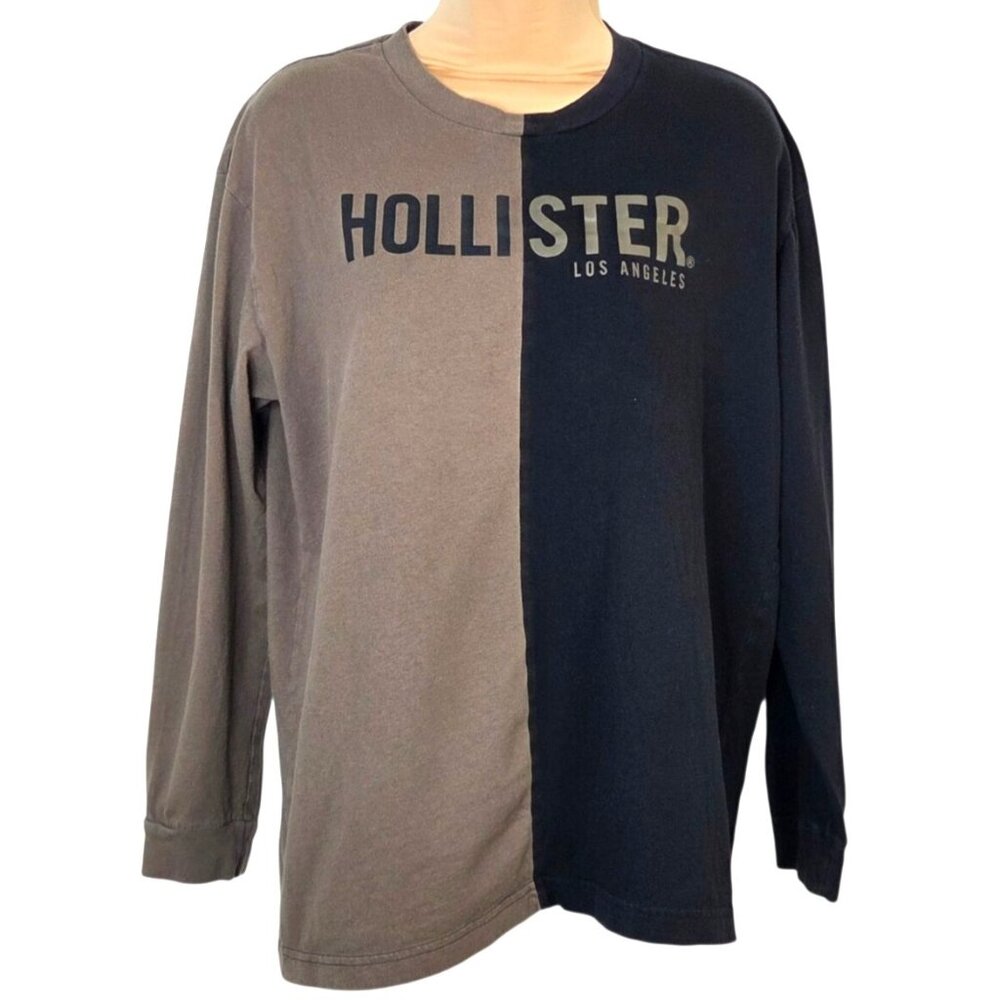 Hollister Oversized Fit Split Two-Tone Long Sleeve Shirt Small 100% Cotton